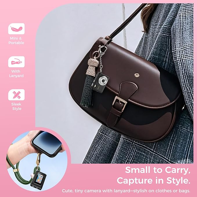 Mini Keychain Digital Camera, Y2K Pocket-Size Mini Camera, 2MP 1080P Small Camera with 32GB Card, Video Recorder with Long Battery Life for Travel, Party and Vlog (Black)