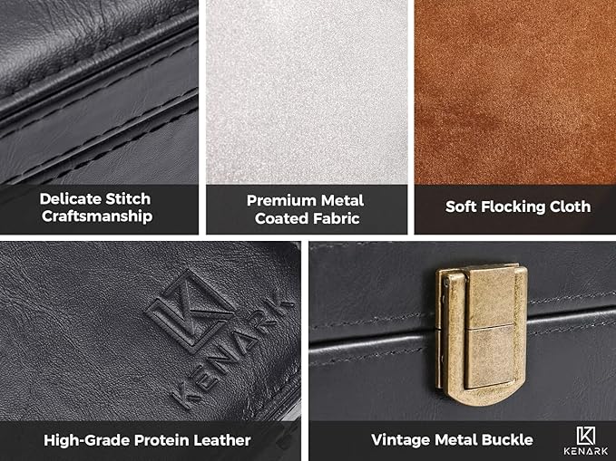 KK6 PLUS-BK Faraday Key Fob Protector Box, RFID Signal Blocking Shielding Box for Car Keys, Anti-Theft Vintage Faraday Cage with High-Grade Protein Leather, Black - Size: L