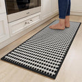 Kitchen Runner Rugs Non Slip Washable, Super Absorbent Soft Chenille Braided Kitchen Mats for Floor Rubber Backing Sink Mat Standing Hallway Floor Mat, Easy Clean, Black 17"x59"