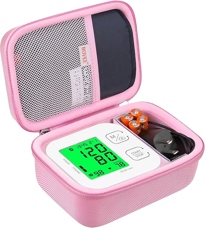 BOVKE Carrying Case for iHealth Track Smart Upper Arm Blood Pressure Monitor, iHealth Bluetooth Blood Pressure Machine Case, Pink