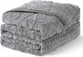 Topblan Weighted Blanket for Adults, 48" x 72" 15lbs, Soft Sherpa Twin Size Heavy Blanket with 3D Jacquard Flannel Fleece Weighted Blankets for Couch and Bed