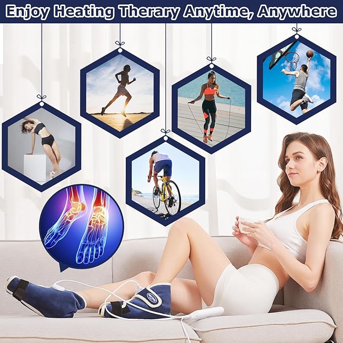 CAMECO 1 Pair Foot Heating Pad for Feet Neuropathy, Heated Foot Warmers for Women Men, Under Desk Plug in Foot Heat Therapy Pad for Feet & Ankles Plantar Fasciitis Pain Relief, 86-158℉ Temperature