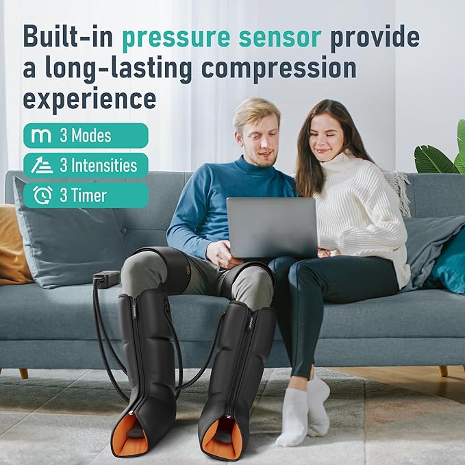 QUINEAR Leg Massager with Compression, 3-in-1 Foot Calf & Thigh Massager and Compression Therapy with Timer, Leg Massage Boots for Circulation and Pain Swelling Edema Relief, FSA-HSA Eligible
