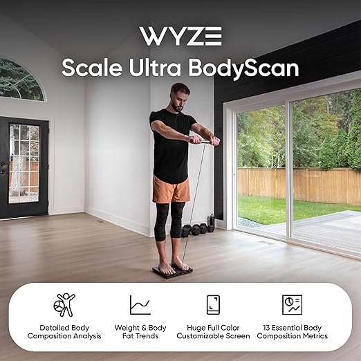 Wyze Scale Ultra BodyScan Smart Scale with Handle – Wi-Fi & Bluetooth Body Composition Scale for Weight, BMI, Body Fat, Muscle Mass, and Segmental Measurement, Black