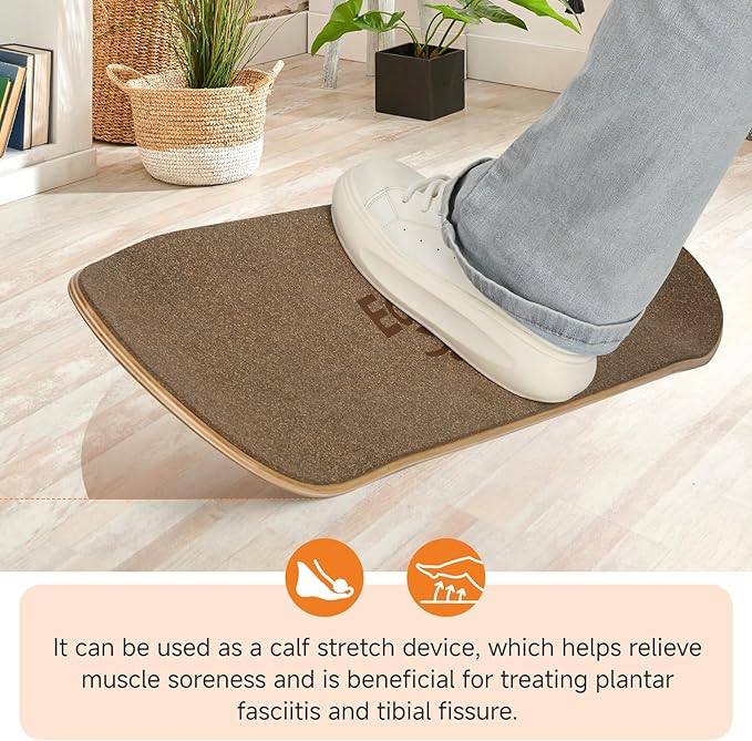 360° Balance Board for Adults & Kids – Wide Wooden Wobble Board for Standing Desk, Snowboard & Surf Training, Portable Home Gym Core Strength Trainer, 400lbs Capacity