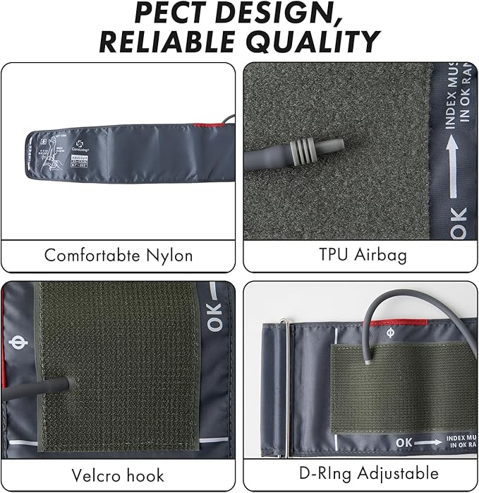 9"-20.5" Blood Pressure Cuff Arm, Wide-Range Extra Large Replacement Cuff, 5 Sizes of Connectors Compatible with Omron and Other Brands BP Machines (BP Cuff Included Only)