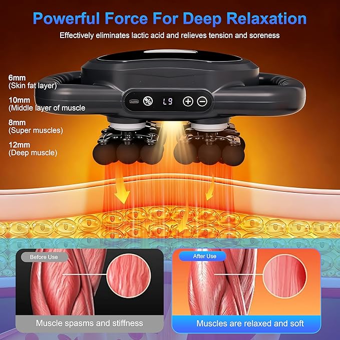 Pro Grade 30 Head Massage Gun Deep Tissue-9 Modes & 9 Intensity Levels, Ultra-Quiet Percussion Muscle Massager for Pain Relief In Back/Shoulder/Legs/Waist/Feet/Buttocks, Fit for Home/Office/Gym Use