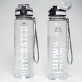 Water Bottle, 32 oz Sports Water Bottles with Time Marker Wide Mouth, Motivational and Leakproof Drink Bottle, BPA Free Tritan with Carry Strap for Gym Fitness Outdoor(1 Bottle)