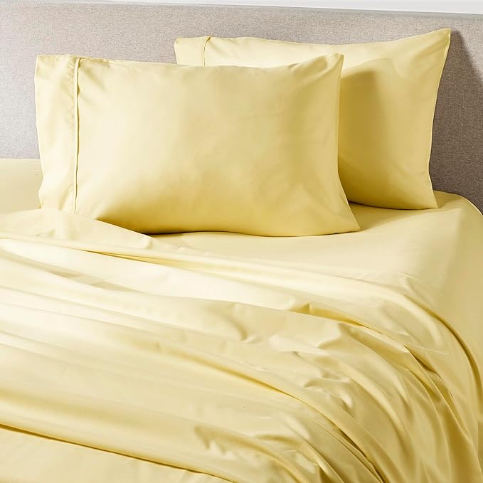 PeachSkinSheets Cooling Bed Sheets for Hot Sleepers - Ultra-Soft Breathable Luxury Microfiber Sheet Set, Moisture-Wicking, Deep Pocket, Oeko-TEX® (California King Size, Buttercream Yellow)