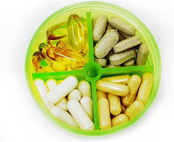 GreeNatr Shaker Bottle with Stackable Compartments - 22 Ounce Bottle + Pill Organizer + 2 Storage Compartments