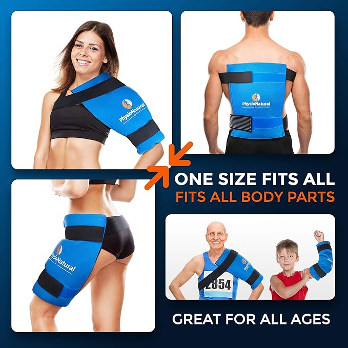 Universal Large Flexible Gel Ice Pack & Wrap - Cold Therapy for Your Hips, Shoulders, Elbow, Back, Knees – Instant Pain Relief for Injuries, Recovery, Swelling, Aches, Arthritis, Bruises & Sprains