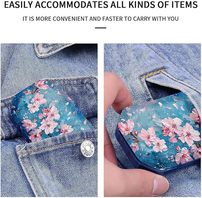 This Watercolor Style Cherry Blossom Tree Pattern 6 Compartment Pill Box Can Be Placed in A Pocket Or Wallet to Store Vitamins, Medicines Other Medications.