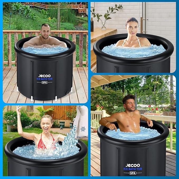 Jecoo Ice Bath Tub for Athletes, 116 Gal Heavy Duty Cold Plunge Tub Portable Cold Plunge for Adults Ice Baths Cold Water Therapy for Recovery at Home, Gyms, Indoor Outdoor…, Black