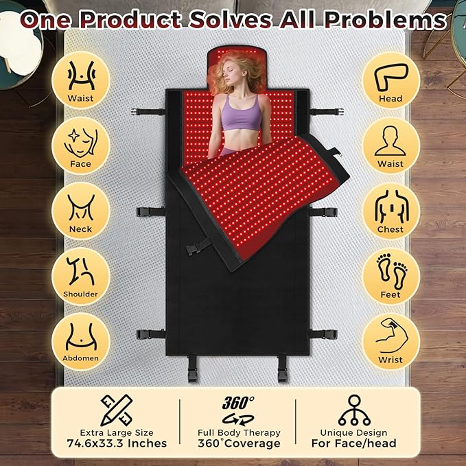 LITDUCK Body Red Light Therapy Mat, Eligible Red Light Therapy Blanket, 2in1 LEDs(660nm& 850nm), Premium Leather, Adjustable Timer & Intensity 36.3"*15.8" (2570leds)