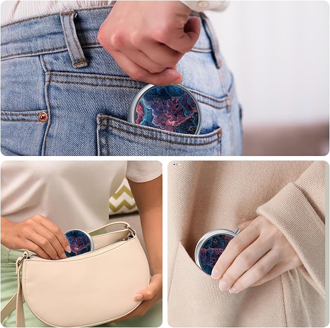 Mini Pill Box, Small Pill Box, Portable Pill Box, Cute Pill Organizer for Vitamins, Medications, Fish Oil and Supplements (Texture)