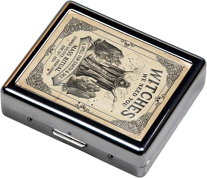 Silver Vintage Pill Box 7 Day Metal Pill Box with Mirror and 8 Compartments Cute Travel Pill Organizer for Purse (We Need You)