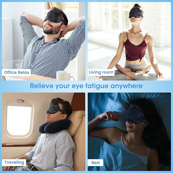Heated Eye Mask Cordless,Silk Eyes Heating Pad for Sleeping,Washable Sleeping Dry Eye Mask for Dry Eyes, Blepharitis, Sinus Migraine
