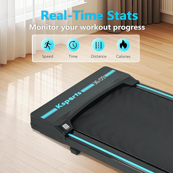 Ksports Walking Pad & Folding Treadmill – 2.5HP, Sit-Ups Mat, Bluetooth App, Portable Wheels | Incline, Desk, Dual Displays, 308 lbs & 265lbs Capacity