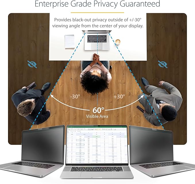StarTech.com 14-inch MacBook Pro 21/23 Laptop Privacy Screen, Anti-Glare Privacy Filter w/51% Blue Light Reduction, Monitor Screen Protector with +/- 30 deg. Viewing Angle (14M21-PRIVACY-SCREEN)
