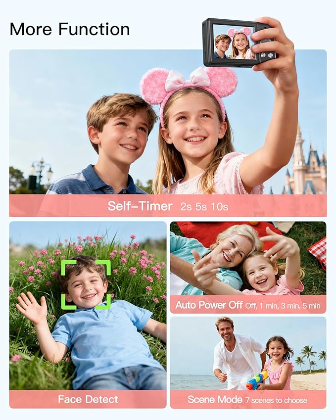 Digital Camera, FHD 1080P Point and Shoot Camera with 32GB SD Card, 2 Batteries, 16X Zoom, Anti Shake, Compact Small Design for Kids Teens Students Girls Boys (Black)