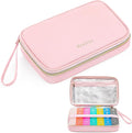 Restree Monthly Pill Organizer 28-Compartment Pill Case, 4 Times Daily Medication Container, Travel-Friendly Pill Box for Vitamins Supplements (Pink)
