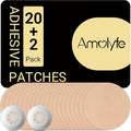 Libre 3 & Plus Sensor Covers Waterproof, 20-Pack Amolyfe Freestyle Libre 3 Covers, Bump-Proof with 2 Hard Caps and Tin Case, Breathable Medical CGM Adhesive Patches, 14-Day CGM Protection (Tan)