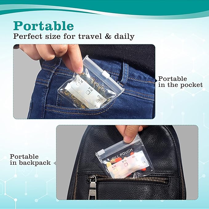 36 Packs Pill Pouches BPA Free Pill Bags 12mil Come with Mark Pen 3 x 2.75 inch Small Zip Bags with Write-on Label Seal Ziplock Pill Pouch for Travel Pill Organizer, Jewelry, Small Craft Pieces