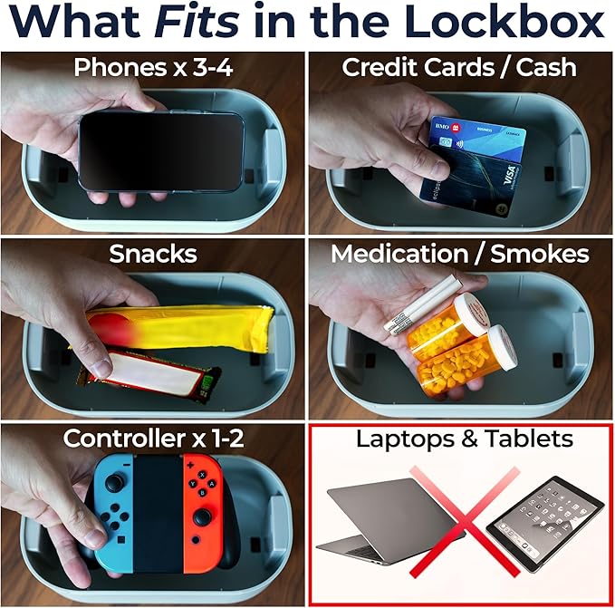 Mindsight Timed Lock Box | Unplug from Phones, Video Games, Social Media, Snacks & Cravings | 3 Modes based on Willpower | Easy to Use | Out of Sight ~ Out of Mind | Boost Your Mental Wellness