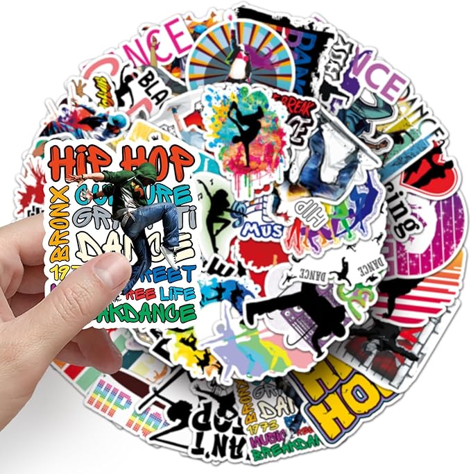 50pcs Dancing Stickers,Waterproof Vinyl Stickers with Breakdance, Street Dance & Ballet Elements, Suitable for Kids & Adults, Decor for Laptop, Phone