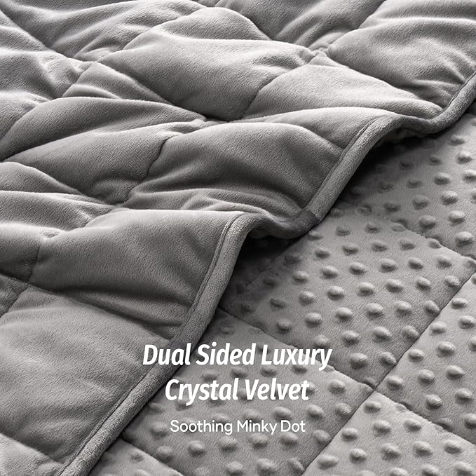 Wemore Minky Dot Weighted Blanket for Adults King Size 20 lbs, Soft Cozy Heavy Blanket for Bed and Couch, Breathable Blanket for All-Season with Glass Beads, Grey 80 x 87 inches