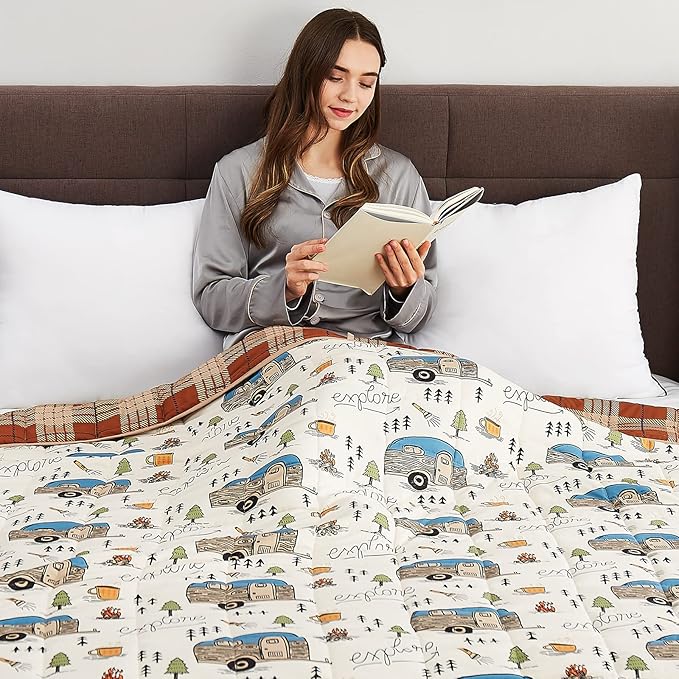 CuteKing Weighted Blanket for Adults (15lbs, 48"x72", Camping) Heavy Blanket for 140-150lbs, Weighted Blanket for Cooling & Heating with Premium Glass Beads, Thick Blanket for Adult All-Season