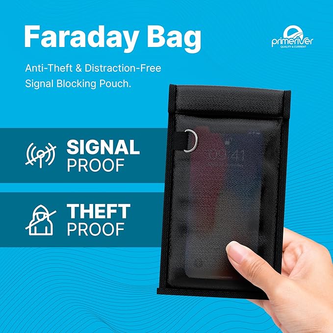 Faraday Bag – Anti-Theft & Distraction-Free Signal Blocking Pouch | RFID Protection for Phones, Keys & Cards | Fireproof & Waterproof | Ideal for School, Work & Travel Black