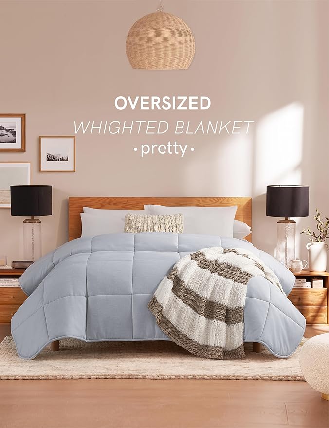 YnM Weighted Blanket King/CA King 15lbs, The Heavy Oversized Weighted Comforter, Warm & Fluffy Throw (Neutral Grey, 15lbs, 104" Lx90 W)