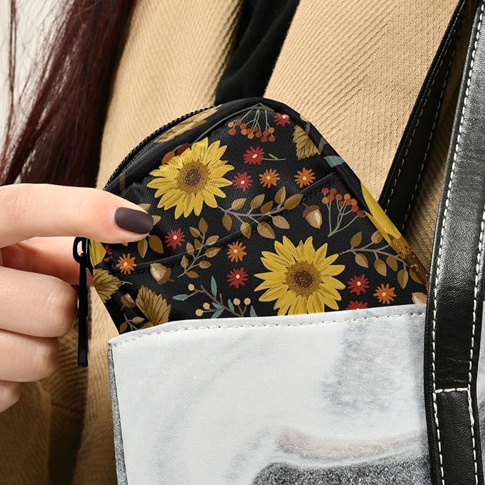 xigua Sunflower Pill Case 7-Day Travel Pill Organizer Box with Zipper Closure for Vitamins, Medication and Supplements