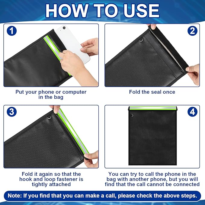8 Pack 1 Pcs Large Faraday Box with 7 Pcs Faraday Bags(L, M and S) for Car Keys, Laptops, Tablets, Phones, Fireproof and Waterproof Key Protector for Car Security (Green)