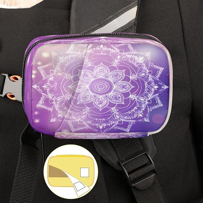Purple Mandala Flower Abstract Travel Pill Organizer Box Weekly Portable Pill Case Daily Pills 7 Day Small Birth Control Pills Container Removable Compartments for Medicine Vitamins Fish Oil