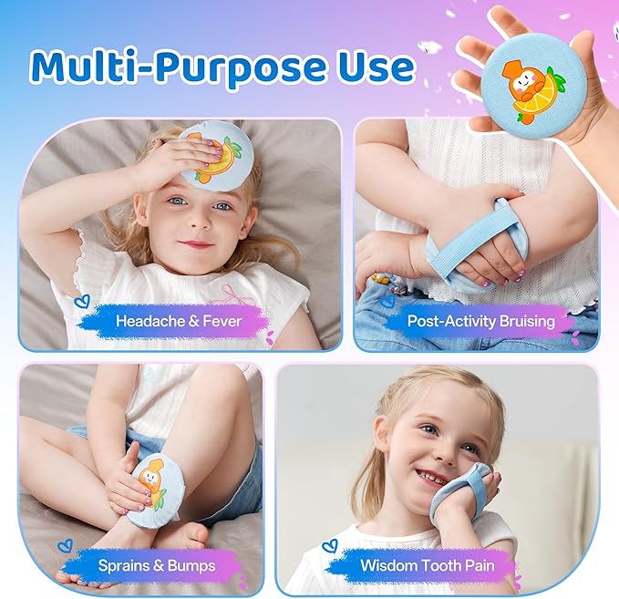 samply Small Gel Ice Packs with Cute Covers, Reusable Cold Packs for Pain Relief, Headaches and Toothaches,Eyes, Face, Cold Compress, Pink and Blue