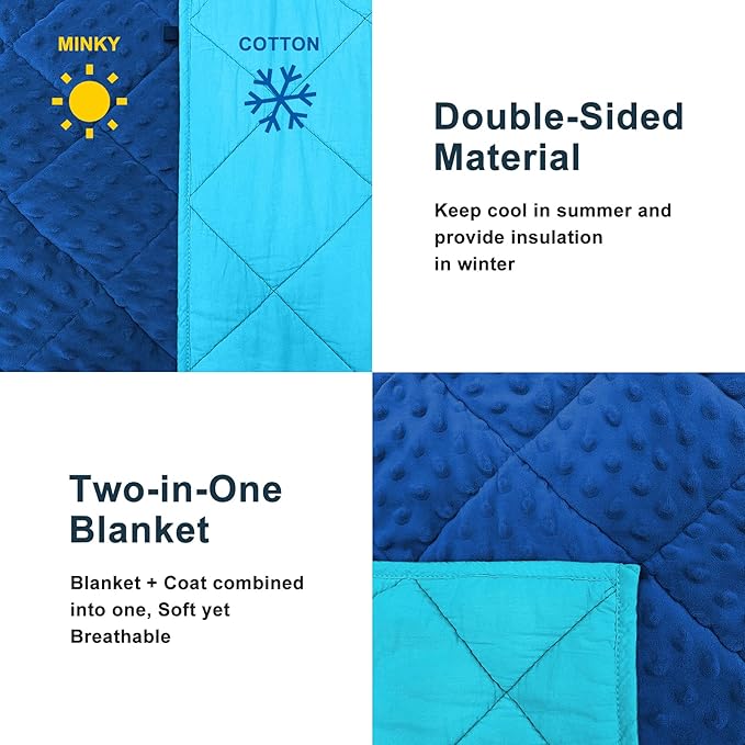 MAXTID Weighted Blanket for Kids 3lbs Blue 36inx48in for Boys and Girls Heavy Blanket for Children Comfort Sensory Blankets