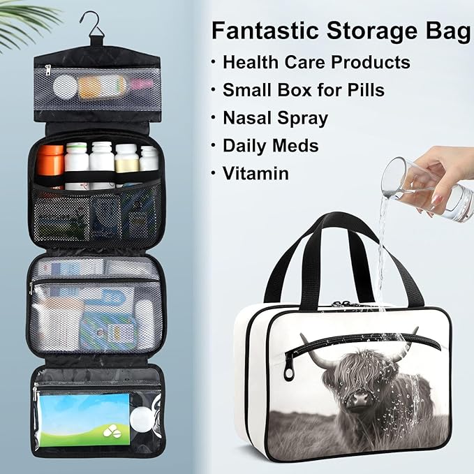 Fustylead Highland Cow Wild Animal Cows Large Medical Storage Bag with Zipper Empty First Aid Bag Trauma Kit for Traveling Hiking Camping Backpacking
