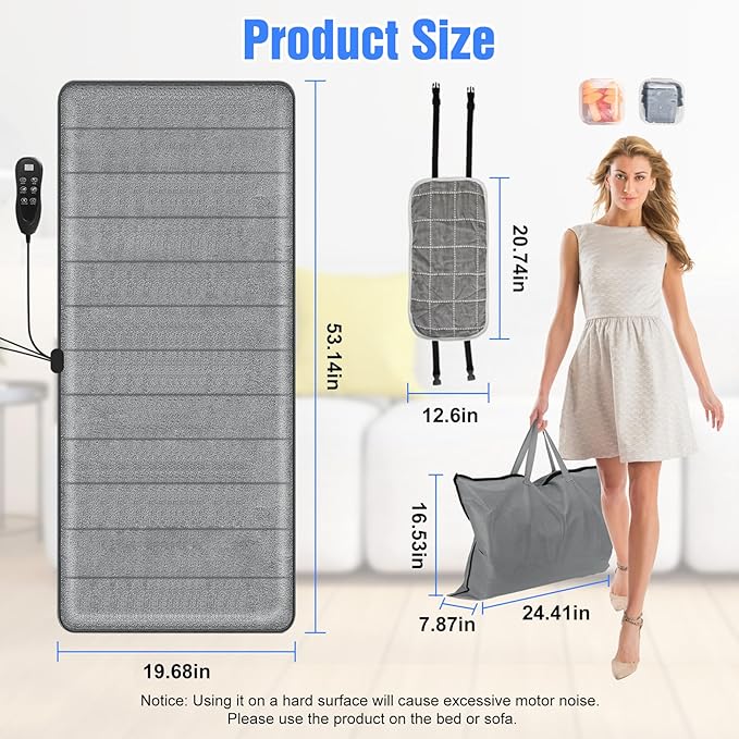 Full Body Massage Mat with Heat,Electric Massage Pad with Shiatsu Neck Back Massage Pillow,Massage Mattress Chair Pad W/ 10 Vibration Motors 3 Heating Levels for Neck,Back&Full Body Pain Relief