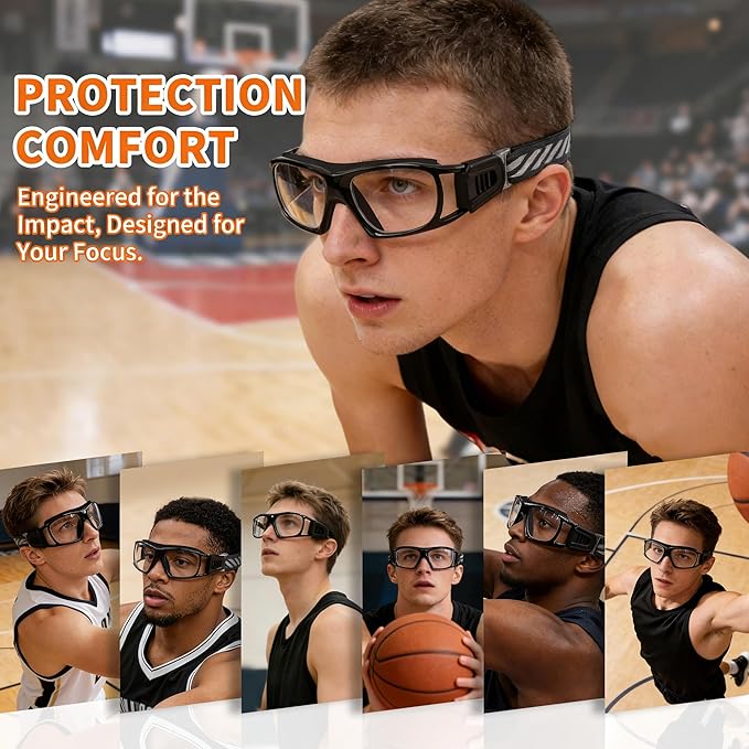 Sport Glasses for Men Women Basketball Football Sport Goggles Anti Fog Shock Collision Wearable Glasses