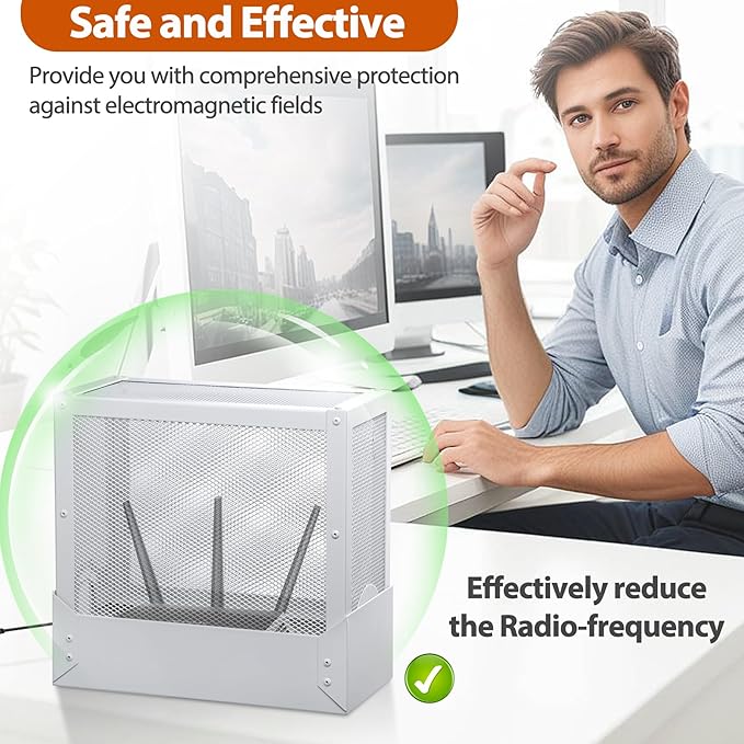 Large WiFi Router Cover Blocks Up to 90% of EMF and 5G, Shielding WiFi Router EMF Faraday Cage, Offers WiFi Router Cover EMF Protection, While Maintaining Uninterrupted Usage