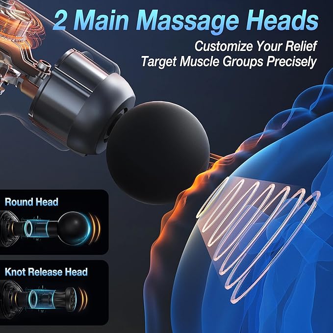 Massage Buddy Back Relief Bundle - Massage Gun Included for Hard -to-Reach Muscle Pain, Shoulders, Lower Back and Neck Massager