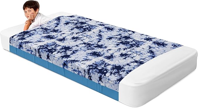 Deep Pressure Sensory Bed Sheet – Twin Sensory Compression Sheet Breathable Sleep Pod Blanket for Better Sleep Support – Calming Compression Blankets for Kids and Adults Blue Petal