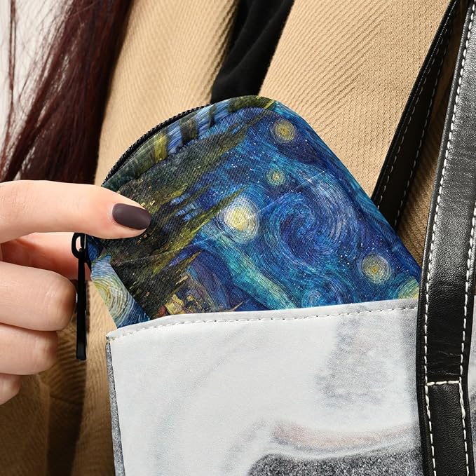 Starry Night Pill Organizer Case Oil Painting 7 Day Travel Pill Box with Zipper Portable Weekly Vitamin Medicine Supplement Holder Pouch Bag