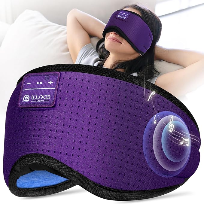 LOVE EYE Sleep Headphones Bluetooth 5.4 Sleeping Eye Mask Wireless Music Earphones with HD Speakers for Side Sleepers Total Blackout Cotton Mask for Travel, Home, Office, Unique Gifts
