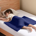 Guohaoi Knitted Weighted Lap Pad (Blue 20"x30" 2lbs) No Beads Cooling Weighted Blanket, Breathable Chunky Knit Blanket, Small Throw Blanket for Travel Indoor Outdoor