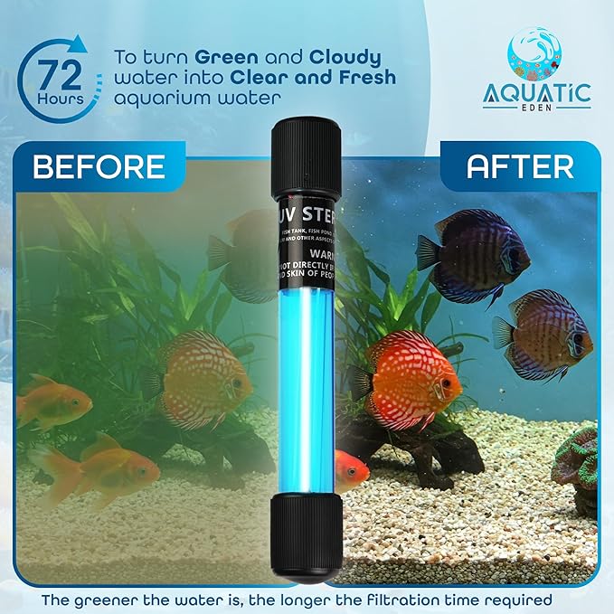 11W UV Light for Aquariums with 4 Timer Modes | UV-C Light for Sump Filters, Top & Bottom Filter Boxes, External Filter Chambers, Hang-On-Back Filters & Small Ponds – Keeps Fish Tanks Clear & Healthy