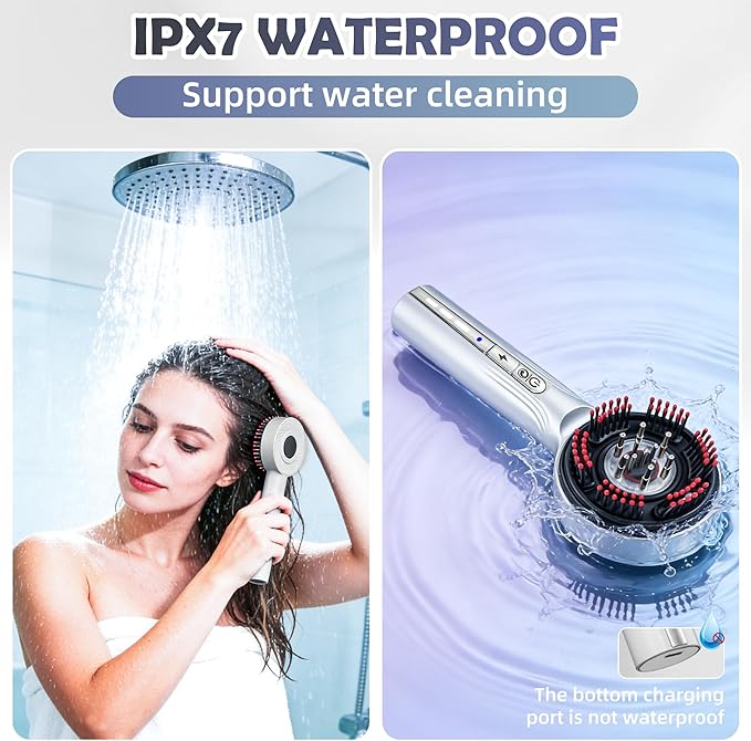 3-in-1 Hair Oil Applicator & Cordless Electric Head Massager,Electric Scalp Massager,IPX7 Waterproof, Portable Scalp Brush for Home & Travel