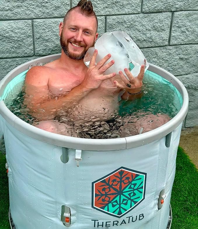 TheraTub Cold Plunge Tub - XL Foldable Ice Bath Tub, 32x32x28in, 390lb Capacity, Easy Install & Drain, Modern Design, Portable & Durable Cold Plunge, Perfect for Athletes, Easy to Clean & Store